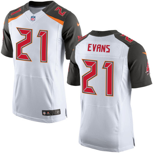 Nike Buccaneers #21 Justin Evans White Men's Stitched NFL New Elite Jersey - Click Image to Close